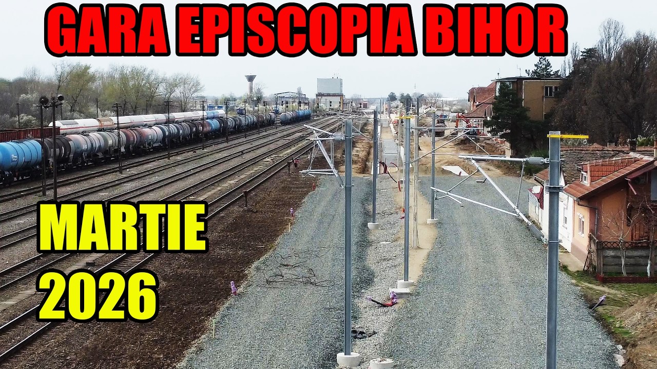 Gara Episcopia Bihor-Primele catenare-Lucrările avansează-26.03.2026 🚧🚦🚂🚩🚧🏗👀🚁