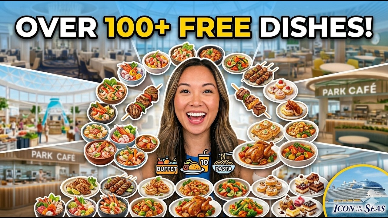 EPIC FOOD ADVENTURE!  Icon of The Seas Royal Caribbean ALL FREE Restaurants Tour [4K60 HDR]