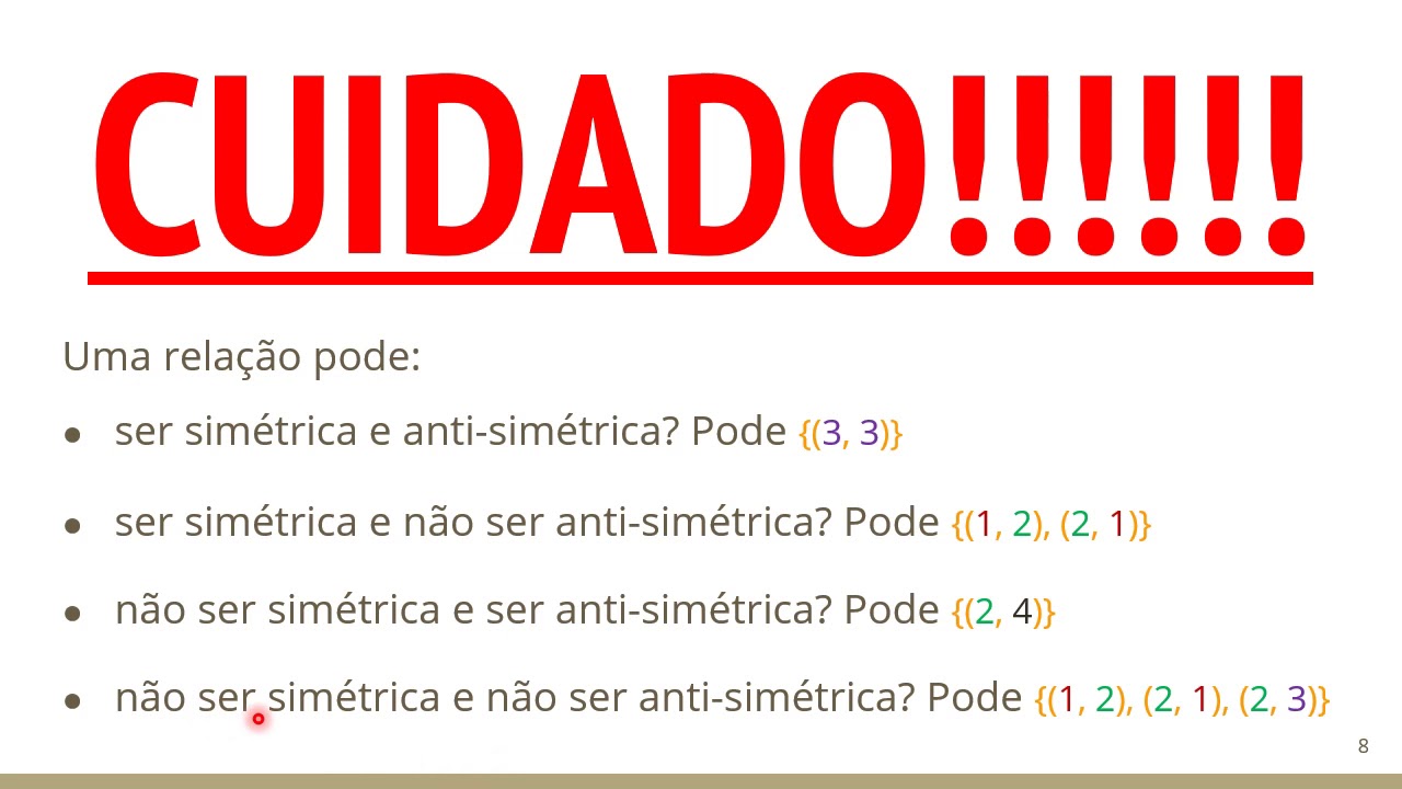 Propriedades de relações binárias: reflexividade, simetria, antissimetria e transitividade