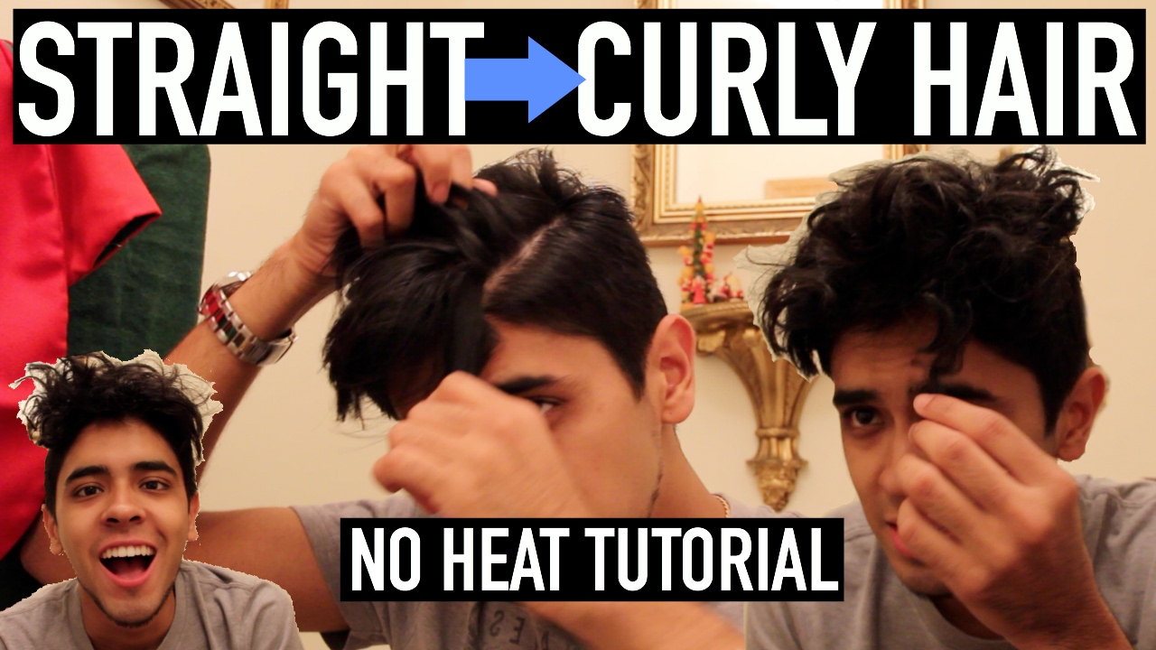 STRAIGHT TO CURLY HAIR (No Heat) HOW TO GET CURLY HAIR MENS HAIR TUTORIAL