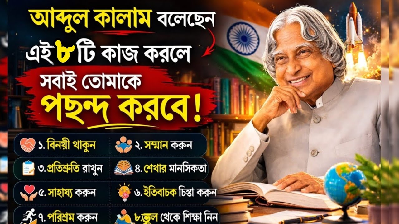 আব্দুল কালামের ৮টি গোপন অভ্যাস😳🔥 – সবাইকে আপন বানাবে! | Motivation Bengali.