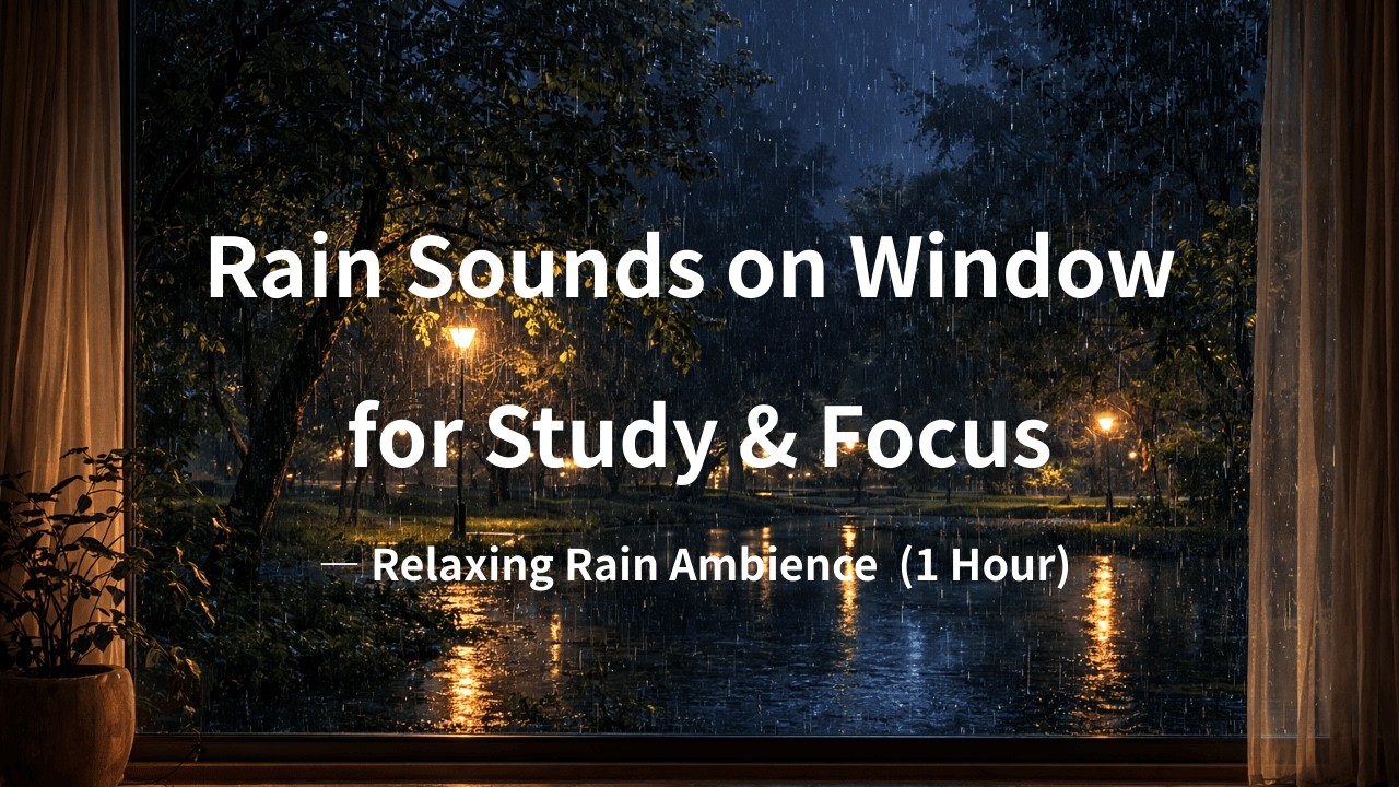 Rain Sounds on Window #5  — Relaxing Rain Ambience for Study & Focus (1 Hour)