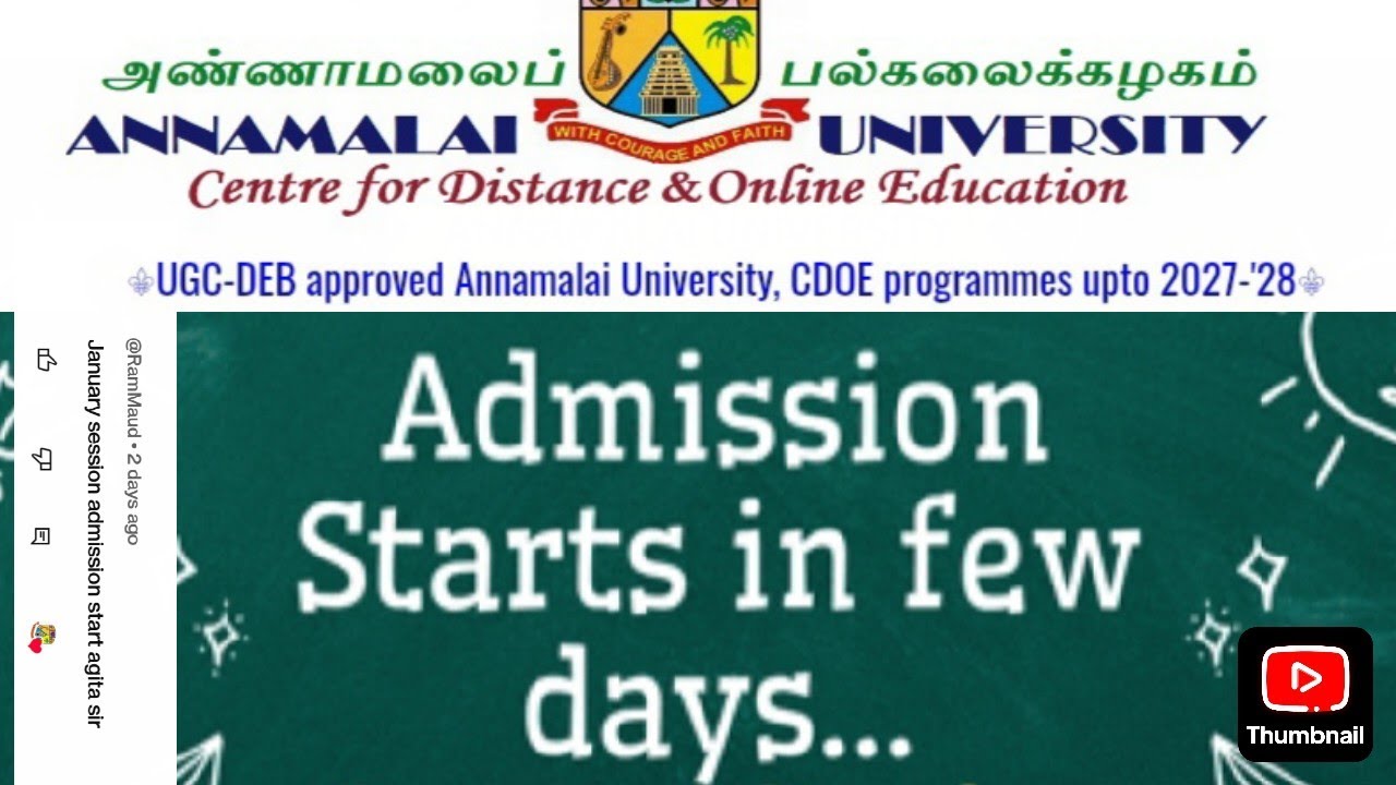 Annamalai university distance education January session admission started or not????