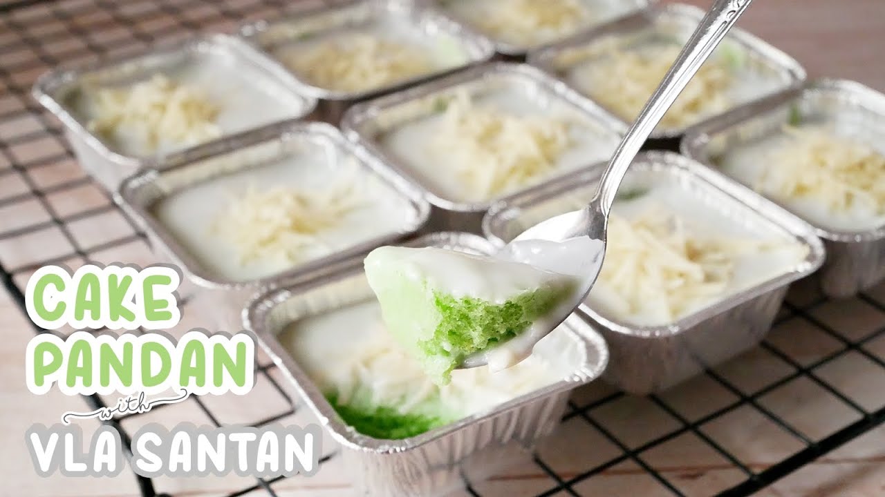 TANPA OVEN!!! BAHAN TERJANGKAU - CAKE PANDAN DENGAN VLA SANTAN CREAMY