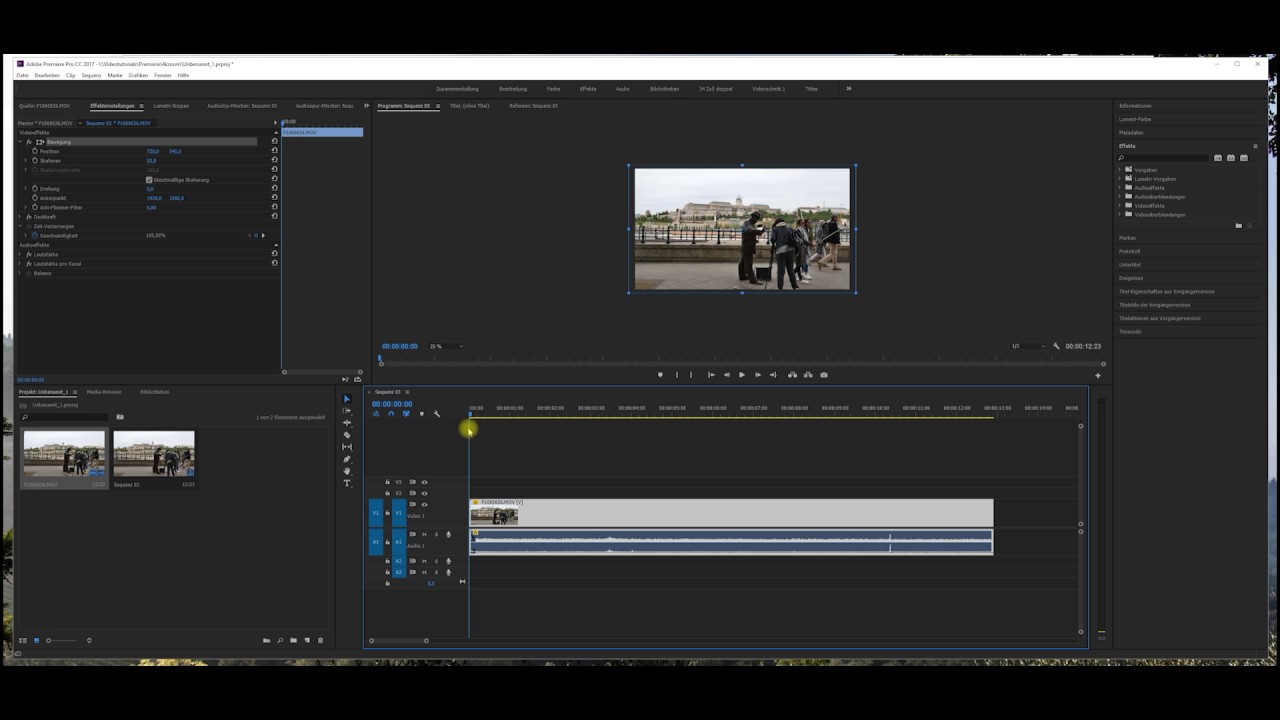 Kamerafahrt in Adobe Premiere mit 4K-Footage simulieren