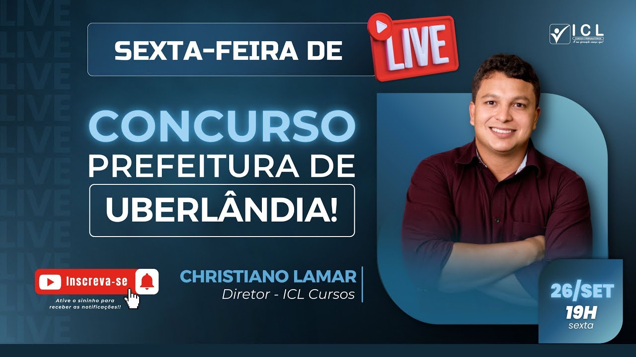 🚨 LIVE ESPECIAL: 30 dias para a prova do Concurso da Prefeitura de Uberlândia!