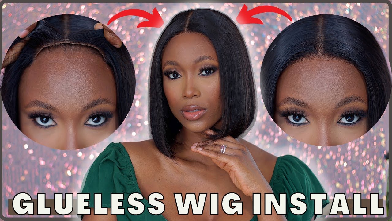 NO GLUE ! NO SPRAY ! 🤯😱 EASIEST GLUELESS BOB CLOSERE WIG INSTALL | LUVME HAIR BOB