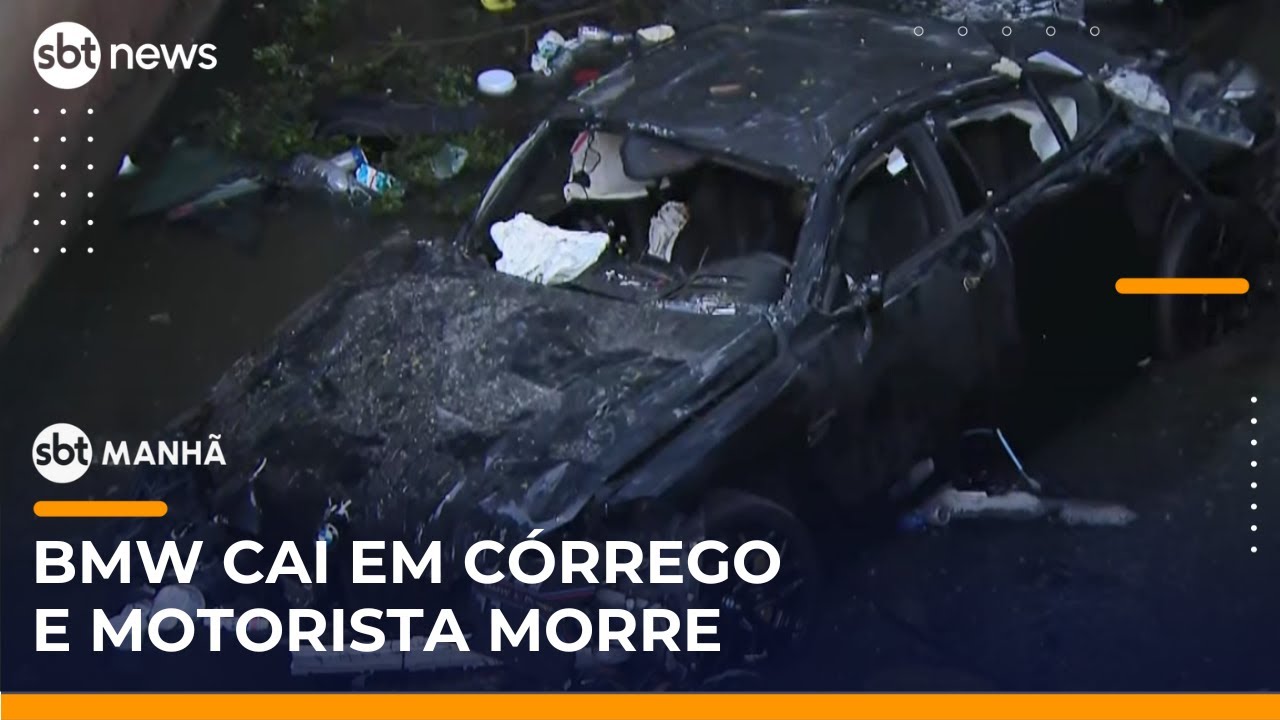 Morre motorista de carro de luxo que caiu em córrego de SP | #SBTManhã