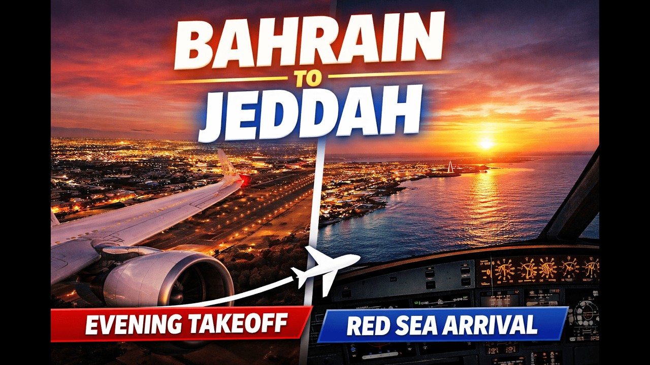 Golden Hour Departure! A320neo Bahrain to Jeddah | Red Sea ILS Approach