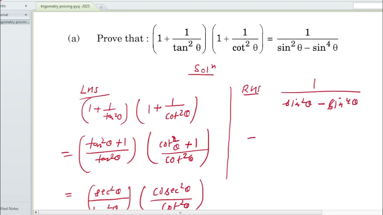 trigonometry problem of proving class x mp 18 #pyq 2025