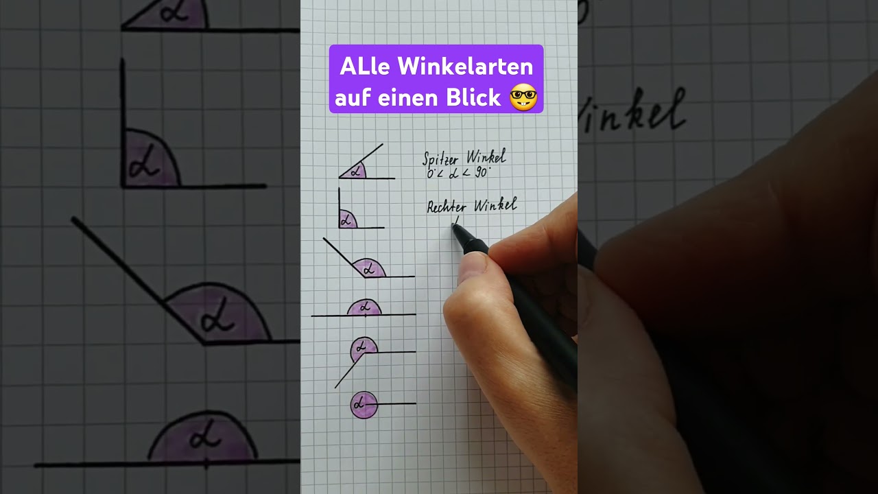 Alle Winkelarten in einem Video 🤓🥳 #mathe #mathematikfee #winkelarten #winkel #&uuml;berstumpferwinkel