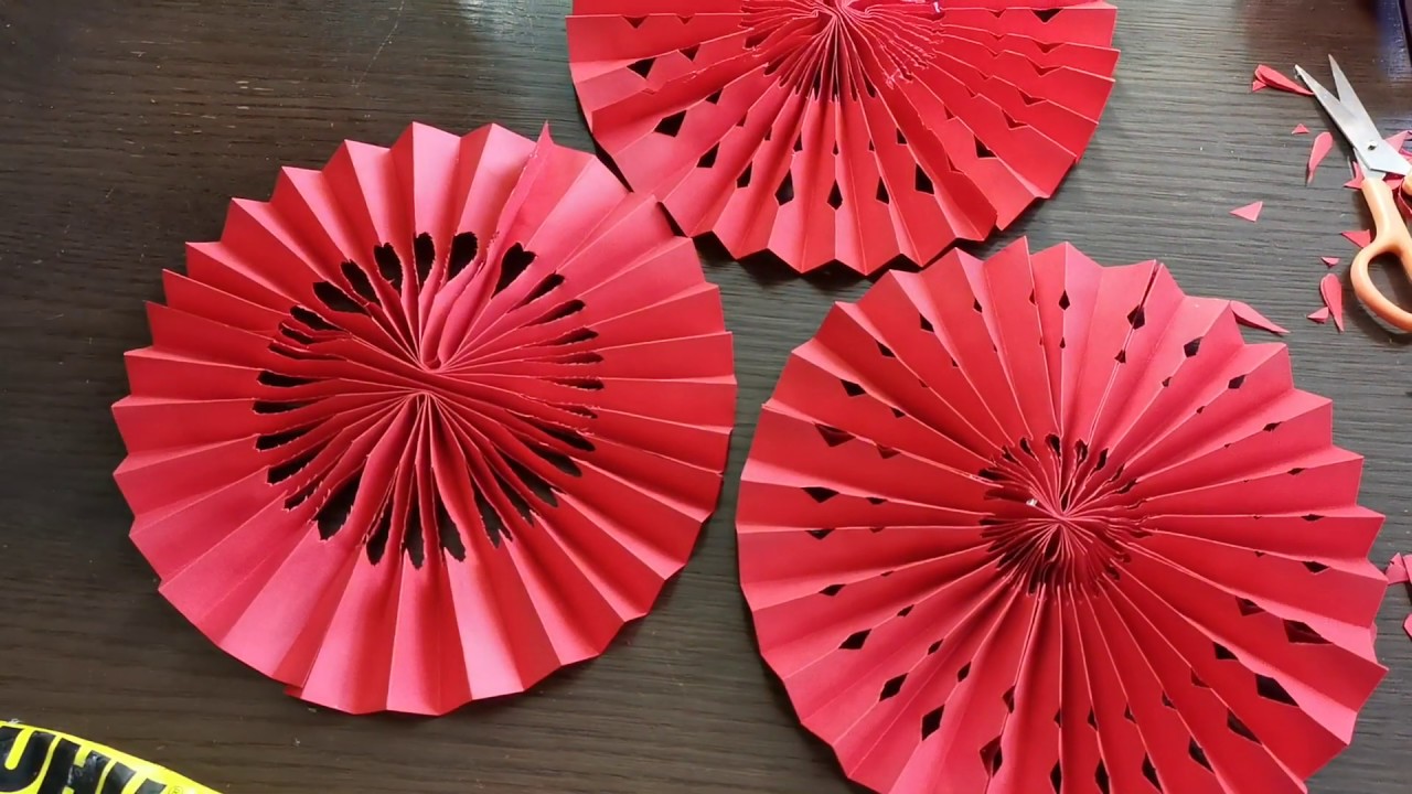 Origami Fan Lantern - DIY Chinese New Year Decoration, wedding decoration idea  - 新年婚礼装饰, 折纸, 手工剪纸.