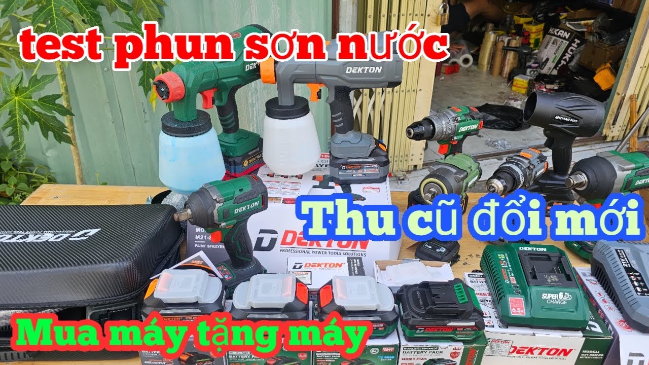 📢💥test phun sơn nước xem thế nào, máy rửa xe chạy từ mới về, dekton mua máy tặng máy | Hồng Nhiên