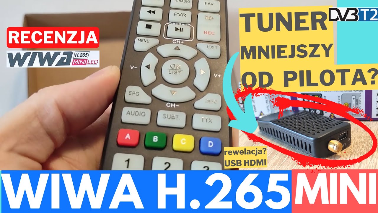 TUNER MNIEJSZY OD PILOTA WIWA H.265 MINI LED. Dekoder DVB T2 HEVC USB HDMI. Recenzja Wiwa H265