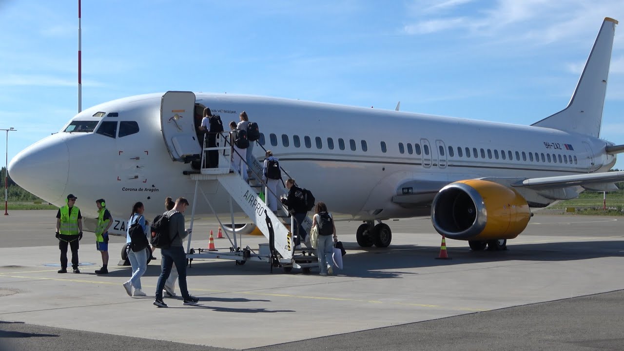 Air Horizont Boeing 737-400 9H-ZAZ Engine Start & Departure from Tampere-Pirkkala