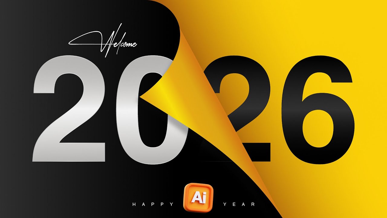 Новогодний дизайн в Adobe Illustrator | Уроки по Illustrator | Идеи новогоднего дизайна Curl 2026