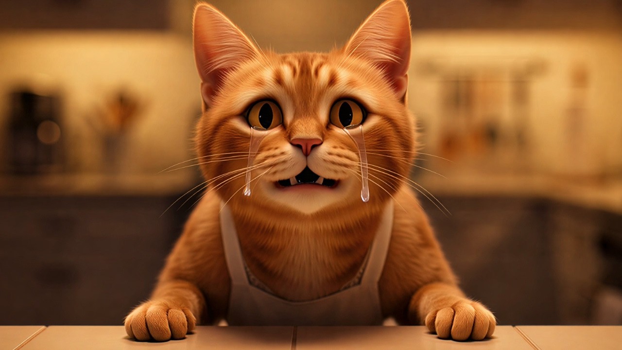 誰もいない家で一晩中鳴き続ける孤独な猫😭