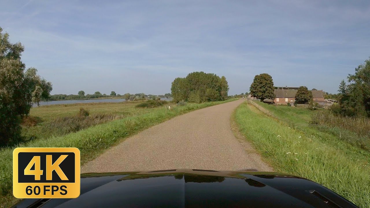 Driving the Dutch river-dikes Beautiful Scenery Pontiac TransAm Part-1 4K60