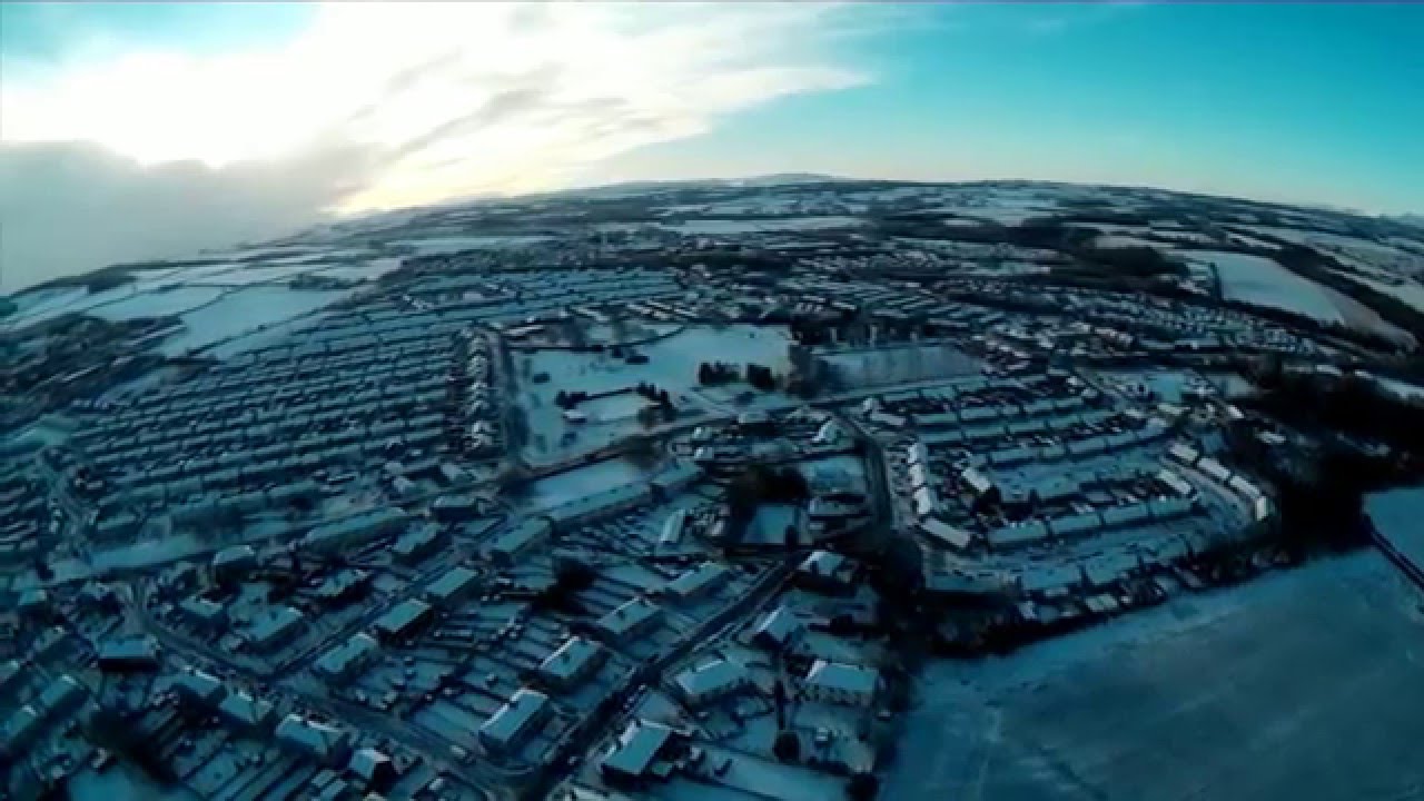 A snowy Newtongrange from the air with my DJI F450