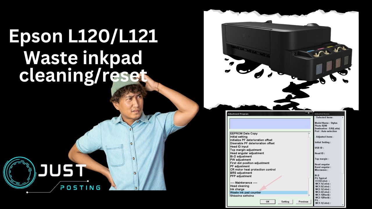 Epson L120/L121 | Waste inkpad cleaning/reset