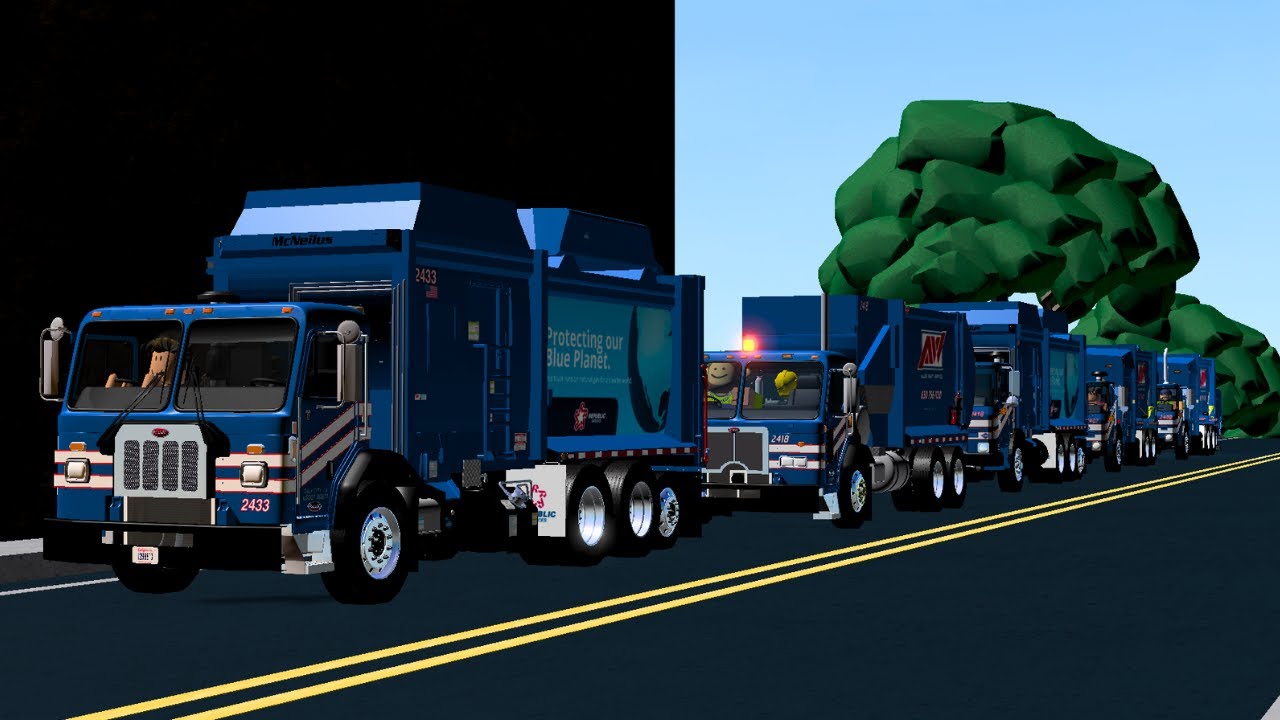 Roblox's Greatest Garbage Truck Drivers on Route | 5 McNeilus Automated Trucks in Half Moon Bay, CA