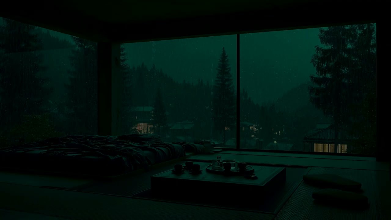 Deep Sleep Rain Sounds in a Traditional Japanese Room 🌙 Calm Night Garden