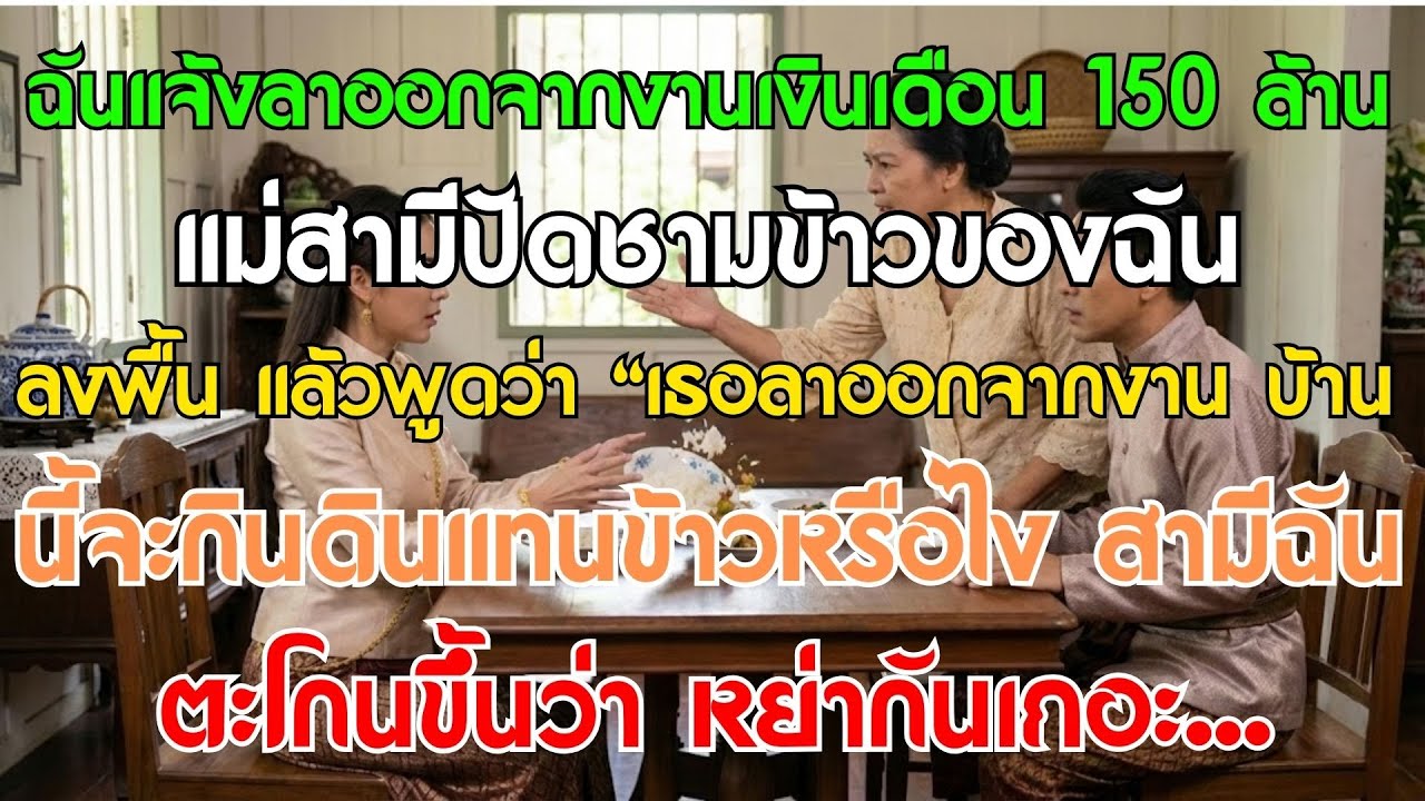 บอกลาออกงาน 150ล้าน แม่สามีปัดชามข้าวทิ้ง พูดว่าถ้าแกออกบ้านนี้จะกินดินเหรอ