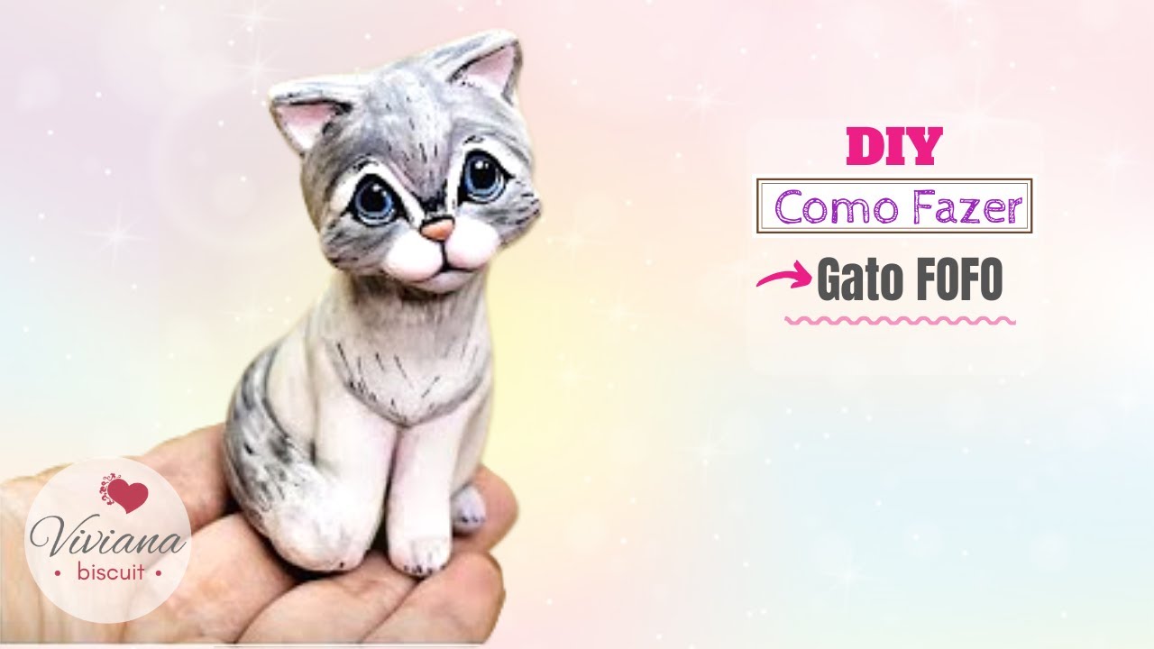 Faça Gato de biscuit Muito Rápido e Fácil - Viviana Biscuit - Modelagem em biscuit