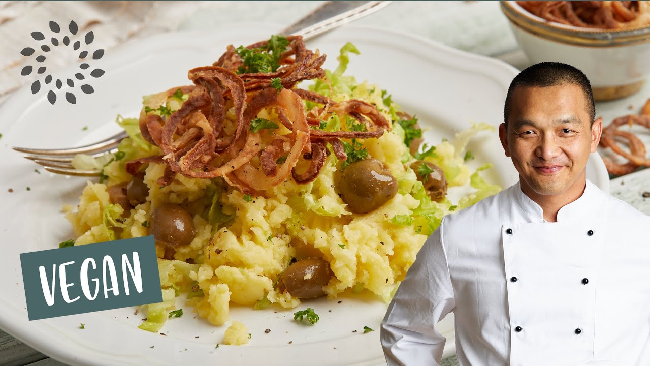 Leckeres Rezept 🥬 | Kartoffelpüree mit Endiviensalat und Oliven