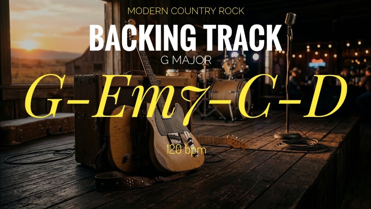 Backing track in G major | Modern country Rock guitar backing track  | 120 BPM