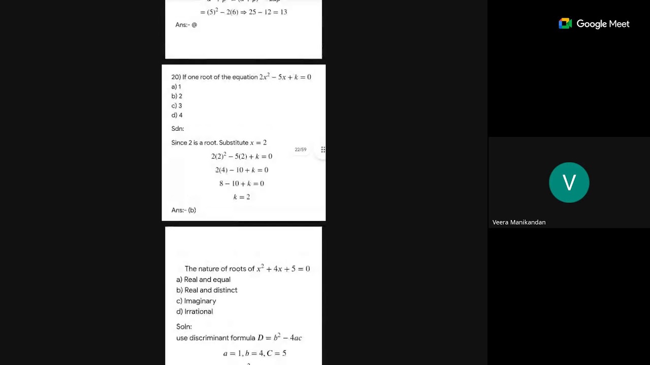 Semmozhi IAS Academy - UG TRB Maths 2 Algebra and Trigonometry :  test 4 Question and Answer