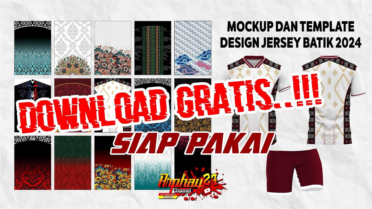 15 Template Desain Jersey Motif Batik + Mockup  Free Download II CDR File