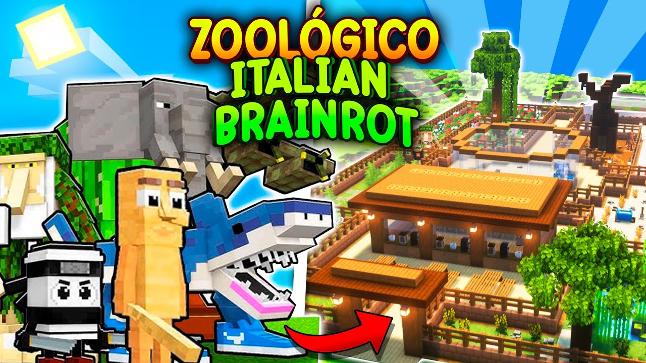 Constru&iacute; un MEGA ZOOL&Oacute;GICO de ITALIAN BRAINROT en MINECRAFT 🦈👟