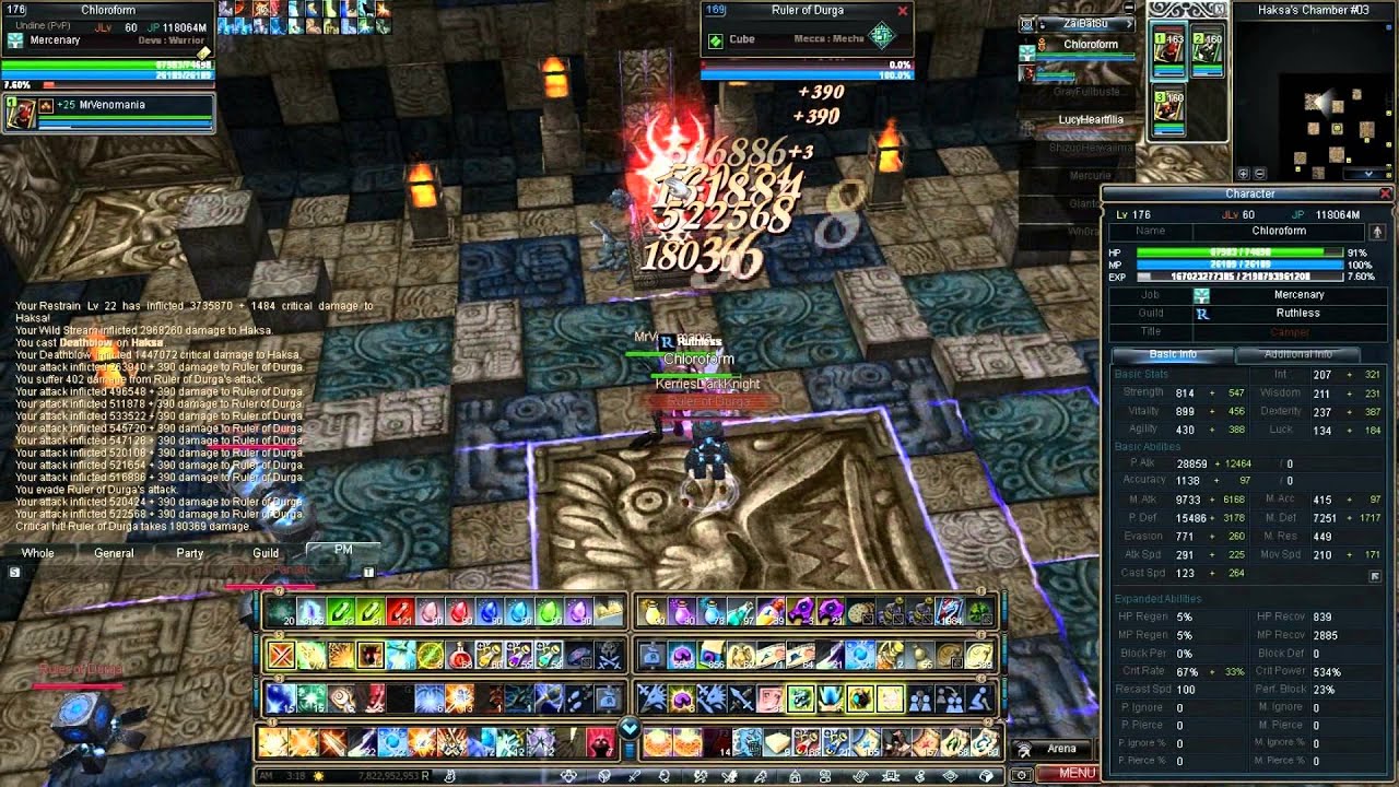 Rappelz 9.1 : Lv. 176 Mercenary (Chloroform) Scarecrow + Cube damage test
