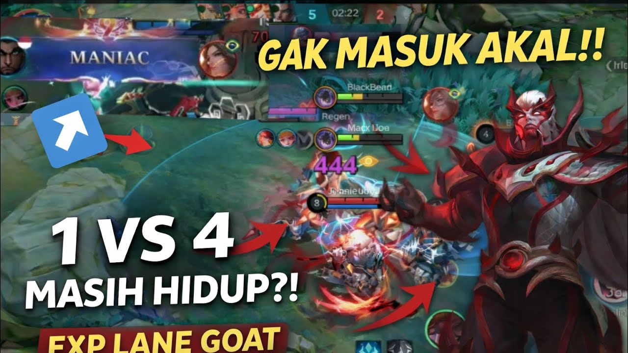 OUTPLAY PARAH! 1 VS 4 MASIH HIDUP & MANIAC#mobilelegends#mlbbcreatorcamp 