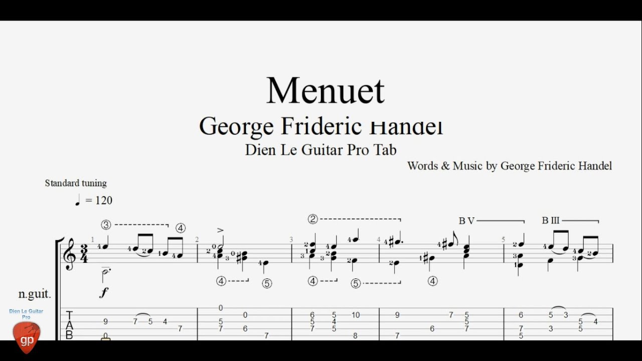 George Frideric Handel - Menuet - Guitar Tabs