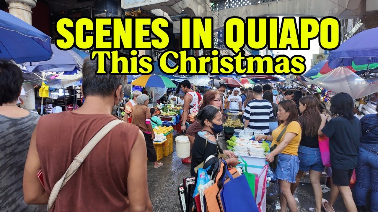 CHAOTIC SCENES IN QUIAPO THIS CHRISTMAS - Street food Market Tour in Quiapo Manila Philippines 