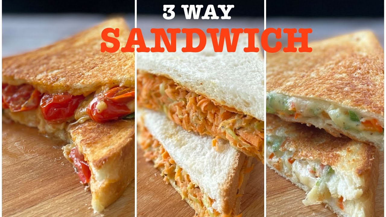 3 Way Sandwich| Grilled Cheese With Tomato and Basil| Veg Sandwich| Grilled Cheese Sandwich