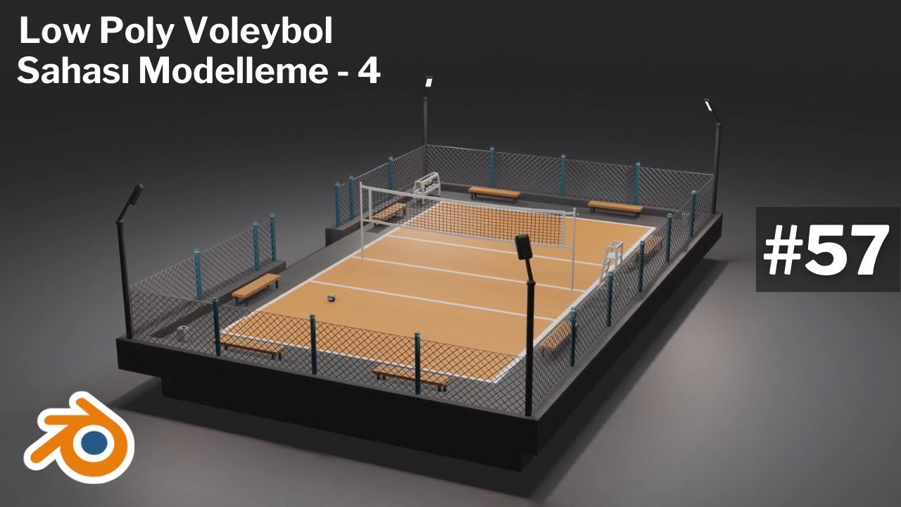 Blender Dersleri - Voleybol Sahası Modelleme 4 - 100 Derste Blender 3D #57