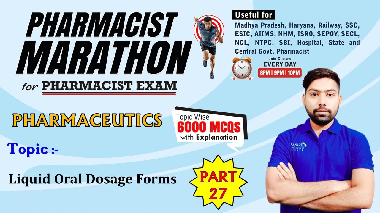PHARMACIST EXAM MARATHON CLASS -27 | Pharmaceutics (1201- 1250) Liquid oral dosage form #gdc