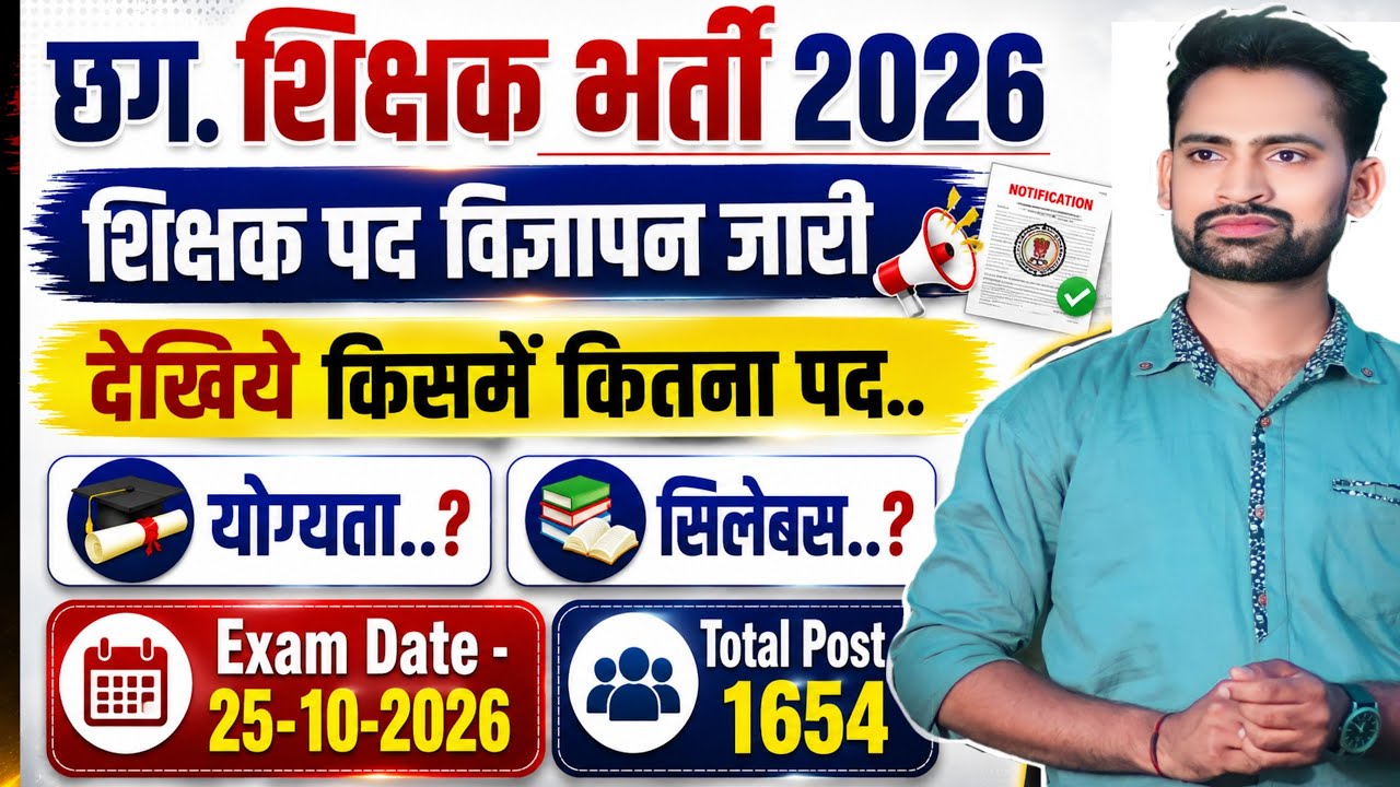CG Teacher Post Notification जारी..! किसमें कितना पद. ? योग्यता..? #cgshikshakbharti 