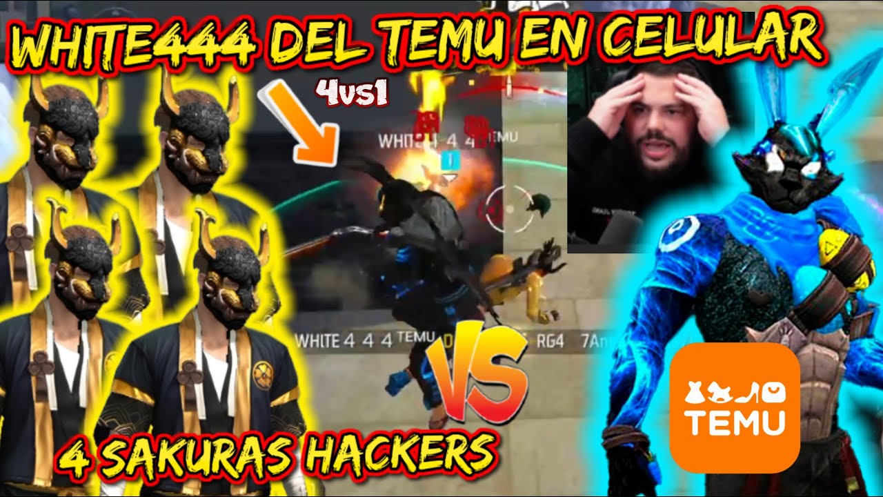 WHITE444 del TEMU vs 4 HACKERS SAKURAS 👺🔱ZELIKA NO PUEDE CREER EL NIVEL WHITE del TEMU EN CELULAR😱🔥