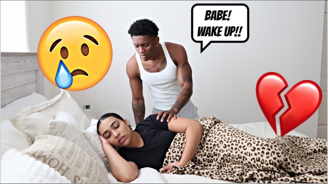 NOT WAKING UP PRANK ON BOYFRIEND!! *Cute Reaction*