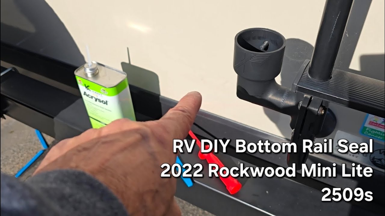 RV DIY Resealing The Back Bottom Rail on a 2022 Rockwood Mini Lite
