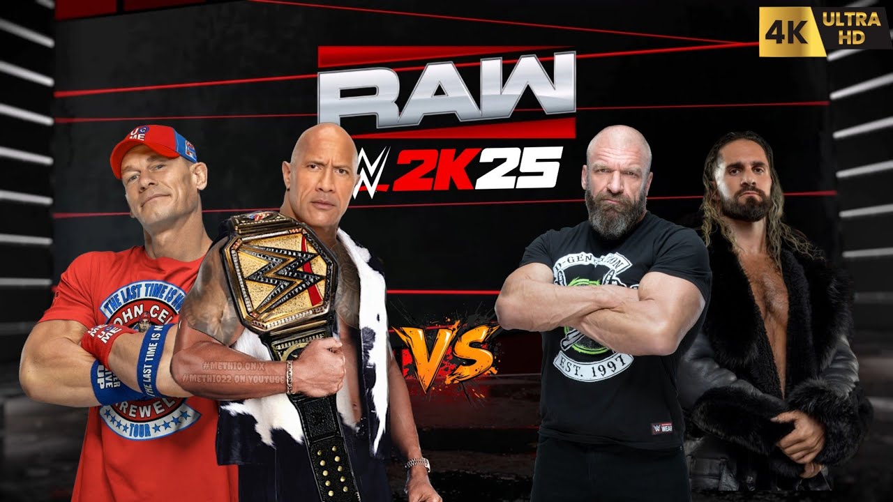 WWE 2K25 - The Rock & John Cena vs Triple H & Seth Rollins || WWE RAW || PC™ Gameplay [4K60]