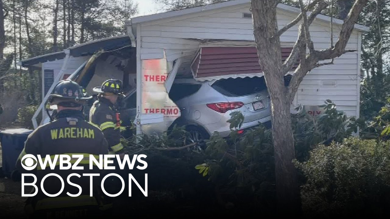 Car smashes into home in Wareham, Massachusetts