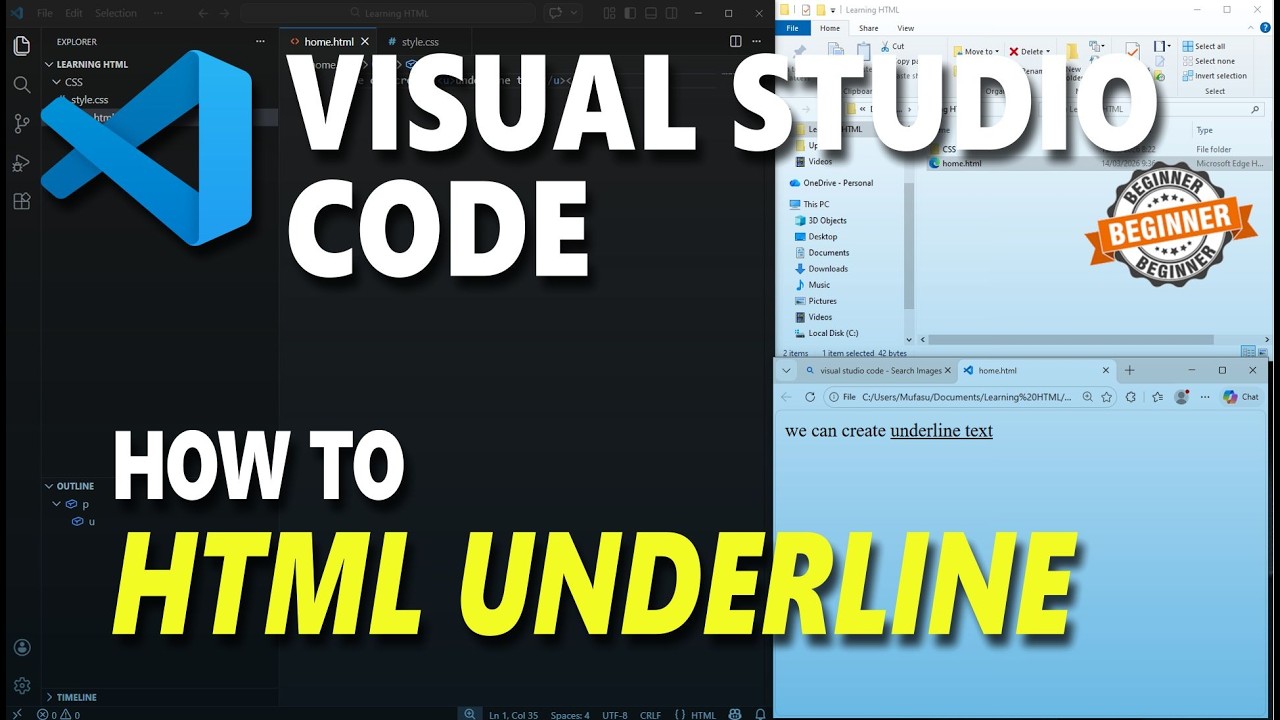 How To Underline On Visual Studio Code HTML