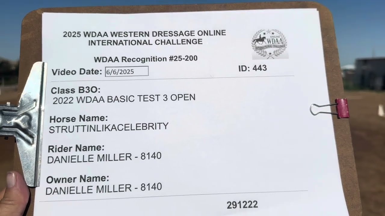 WDAA IOC 23-200 #443 Struttinlikacelebrity Miller Basic Test 3 Open