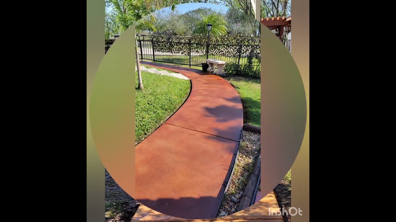 Acid Stain Application in sidewalk