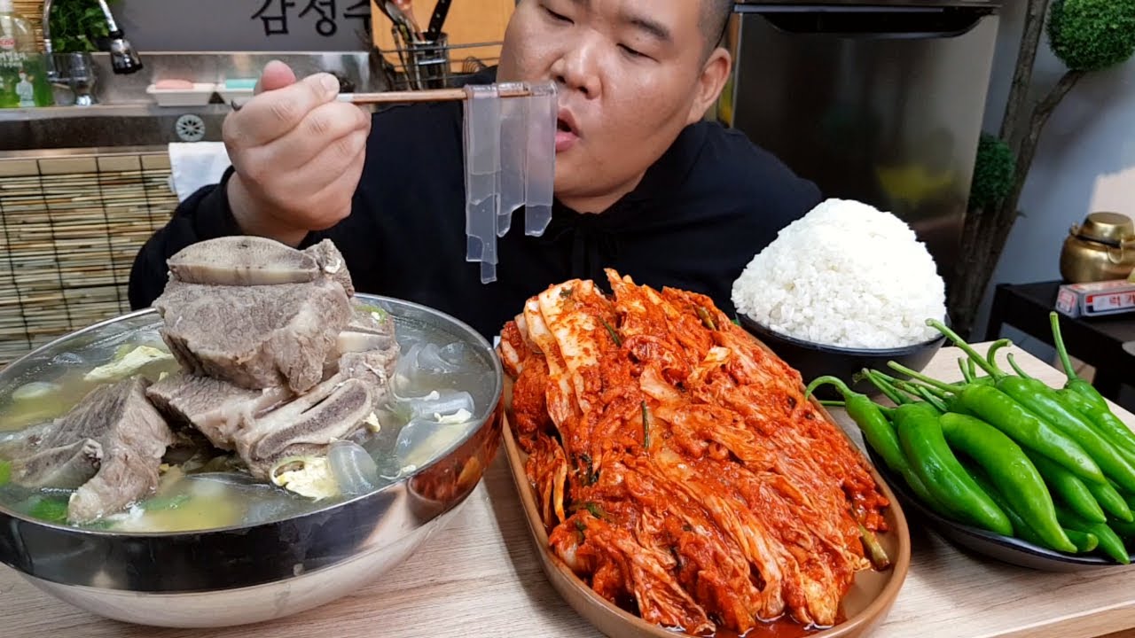 푸우표 왕갈비탕 + 생김치 + 땡초 ' 갈비탕엔 갈비가 많아야지 ' MUKBANG